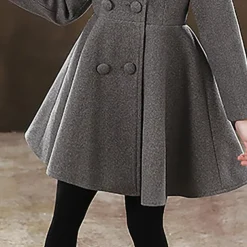 Girls' 3D Plain Coat Long Sleeve Fall Winter Active Cute Streetwear Kids 3-12 Years Vacation Street Regular Fit