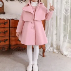 Girls' 3D Plain Coat Long Sleeve Fall Winter Cute Adorable Kids 3-12 Years Daily Regular Fit