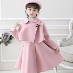 Girls' 3D Plain Coat Long Sleeve Fall Winter Cute Adorable Kids 3-12 Years Daily Regular Fit