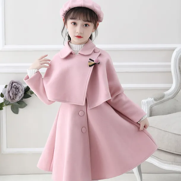Girls' 3D Plain Coat Long Sleeve Fall Winter Cute Adorable Kids 3-12 Years Daily Regular Fit
