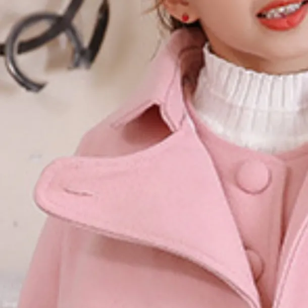 Girls' 3D Plain Coat Long Sleeve Fall Winter Cute Adorable Kids 3-12 Years Daily Regular Fit