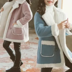 Girls' 3D Plain Coat Long Sleeve Fall Winter Cute Kids 3-13 Years School Daily