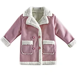 Girls' 3D Plain Coat Long Sleeve Fall Winter Cute Kids 3-13 Years School Daily