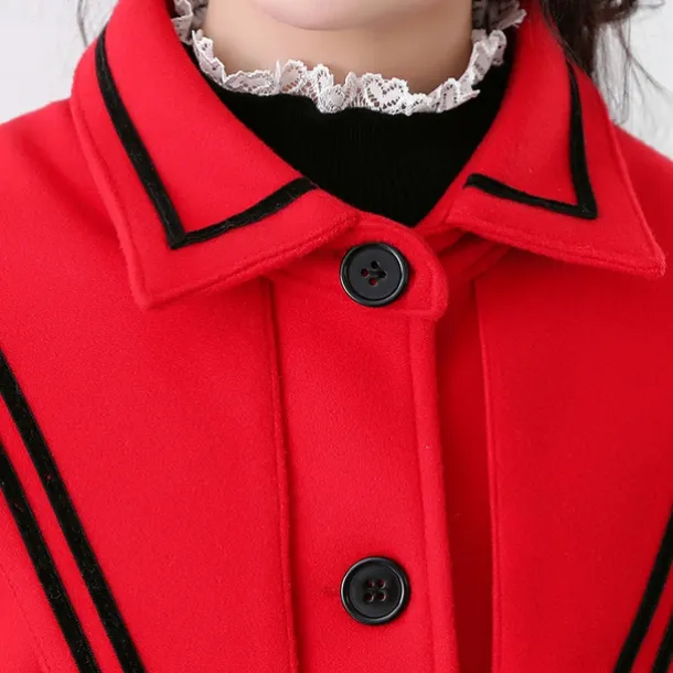 Girls' 3D Plain Trench Coat Long Sleeve Spring Fall Cute Sport Kids 4-13 Years School Daily Regular Fit