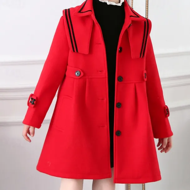 Girls' 3D Plain Trench Coat Long Sleeve Spring Fall Cute Sport Kids 4-13 Years School Daily Regular Fit