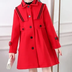 Girls' 3D Plain Trench Coat Long Sleeve Spring Fall Cute Sport Kids 4-13 Years School Daily Regular Fit