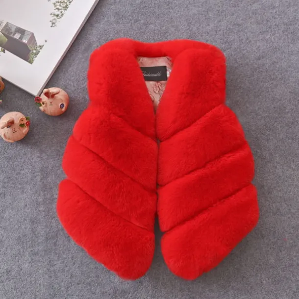 Girls' 3D Plain Vest Sleeveless Winter Active Cute Kids 2-8 Years Regular Fit