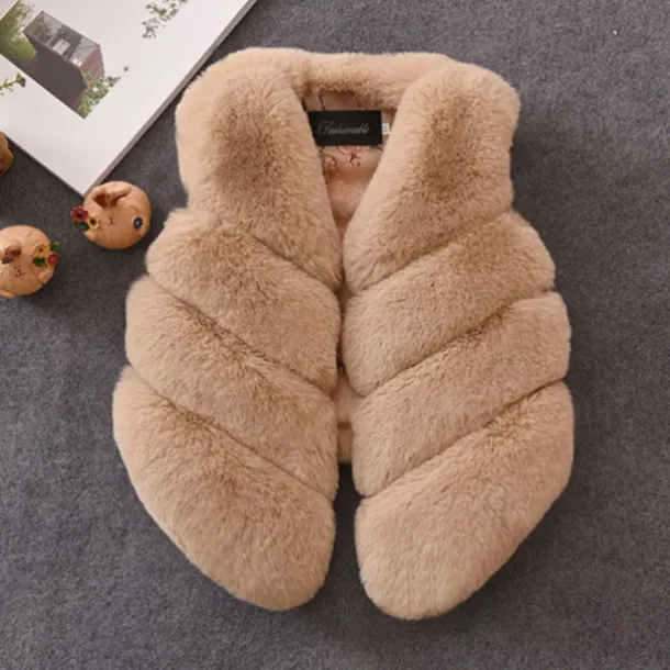 Girls' 3D Plain Vest Sleeveless Winter Active Cute Kids 2-8 Years Regular Fit