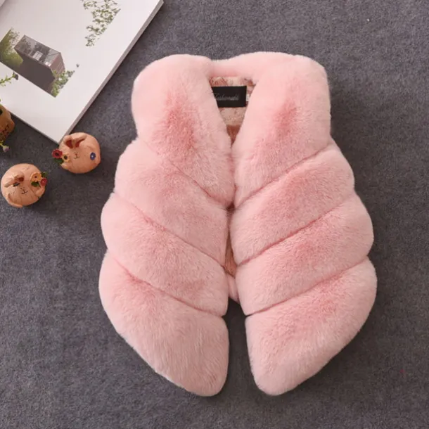 Girls' 3D Plain Vest Sleeveless Winter Active Cute Kids 2-8 Years Regular Fit