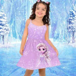 Girls' 3D Princess Cami Dress Pink Sleeveless 3D Print Summer Sports & Outdoor Daily Holiday Cute Casual Beautiful Kids 3-12 Years Casual Dress Strap Dress Above Knee Polyester Regular Fit