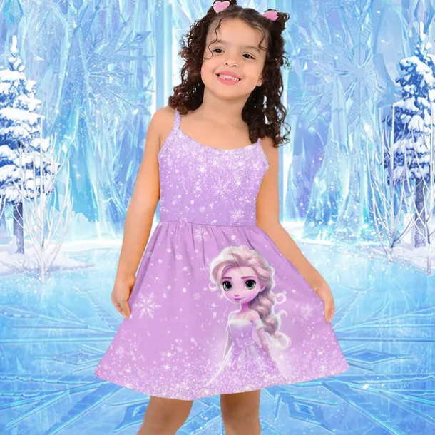 Girls' 3D Princess Cami Dress Pink Sleeveless 3D Print Summer Sports & Outdoor Daily Holiday Cute Casual Beautiful Kids 3-12 Years Casual Dress Strap Dress Above Knee Polyester Regular Fit