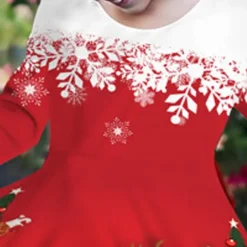 Girls' 3D Santa Claus Elk Christmas Dress Dress Snowflake Dress Long Sleeve 3D Print Fall Winter Vacation Sports & Outdoor Daily Cute Casual Beautiful Kids 3-12 Years Casual Dress A Line Dress Above