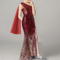 Girls' 3D Solid Color Party Dress Sleeveless Summer Performance Party Birthday Princess Beautiful Sweet Kids 4-12 Years Party Dress Fishtail Dress Maxi Regular Fit