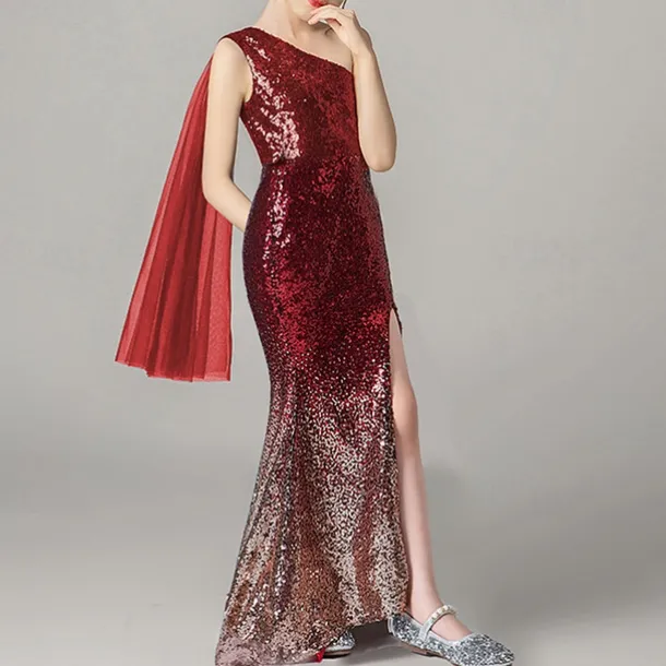 Girls' 3D Solid Color Party Dress Sleeveless Summer Performance Party Birthday Princess Beautiful Sweet Kids 4-12 Years Party Dress Fishtail Dress Maxi Regular Fit