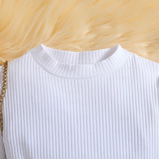 Girls' 3D Solid Color Plaid T-shirt & Skirt Long Sleeve Summer Cute Casual Toddler 4 years+ Crew Neck Outdoor Vacation Loose Fit