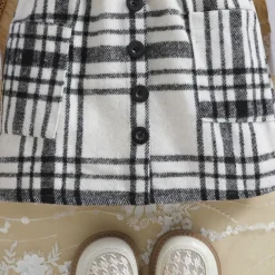 Girls' 3D Solid Color Plaid T-shirt & Skirt Long Sleeve Summer Cute Casual Toddler 4 years+ Crew Neck Outdoor Vacation Loose Fit