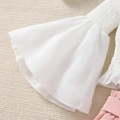 Girls' 3D Solid Color Shirt & Shorts Shorts Set Long Sleeve Fall Daily Casual Toddler 4 years+ Loose Fit