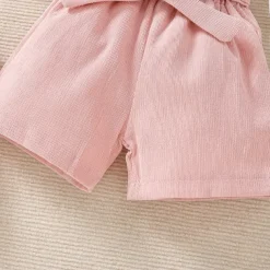 Girls' 3D Solid Color Shirt & Shorts Shorts Set Long Sleeve Fall Daily Casual Toddler 4 years+ Loose Fit