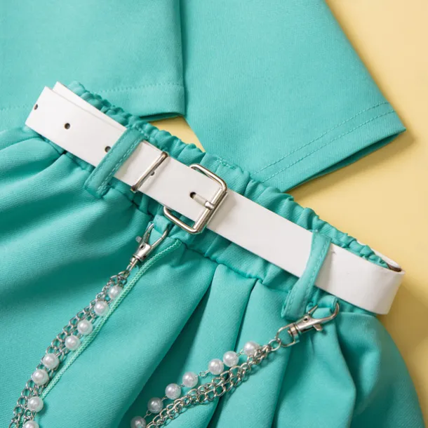 Girls' 3D Solid Color Shirt & Shorts Long Sleeve Fall Basic Casual Toddler 2-9 Years V Neck Outdoor Street