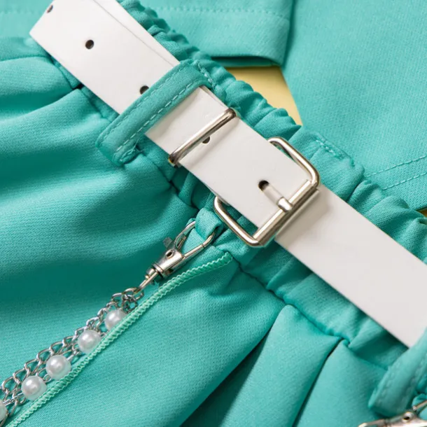 Girls' 3D Solid Color Shirt & Shorts Long Sleeve Fall Basic Casual Toddler 2-9 Years V Neck Outdoor Street