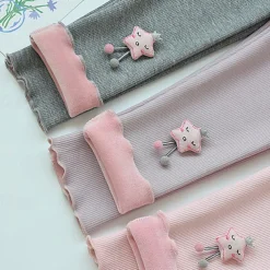 Girls' 3D Solid Color Stars Pants Leggings Fall Winter Active Basic Kids 4 years+ Outdoor Casual Daily Regular Fit