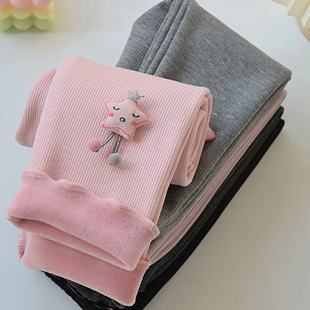 Girls' 3D Solid Color Stars Pants Leggings Fall Winter Active Basic Kids 4 years+ Outdoor Casual Daily Regular Fit