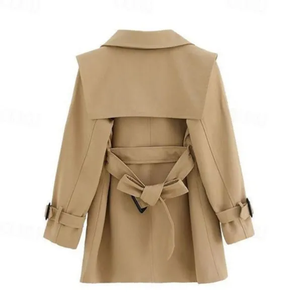 Girls' 3D Solid Color Trench Coat Coat Outerwear Long Sleeve Spring Fall Streetwear Sport Basic Polyester Kids 4-12 Years Daily Vacation Regular Fit