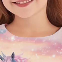 Girls' 3D Unicorn Tee Shirts Long Sleeve 3D Print Fall Winter Active Fashion Cute Kids 3-12 Years Crew Neck Outdoor Casual Daily Regular Fit