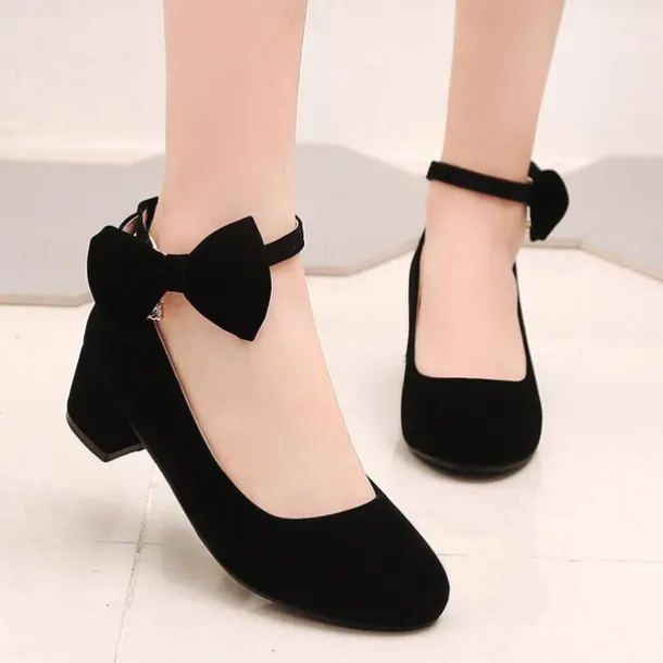 Girls' Heels Daily Dress Shoes Heel Cosplay Lolita Synthetics Breathability Non-slipping Height-increasing Big Kids(7years +) Party Birthday Daily Walking Bowknot Crystal / Rhinestone Black Summer