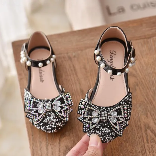 Girls' Heels Daily Glitters Dress Shoes Heel Glitter PU Cosplay Big Kids(7years +) Little Kids(4-7ys) Wedding Party Gift Walking Shoes Dancing Bowknot Pearl Buckle Silver Black Pink Spring Summer