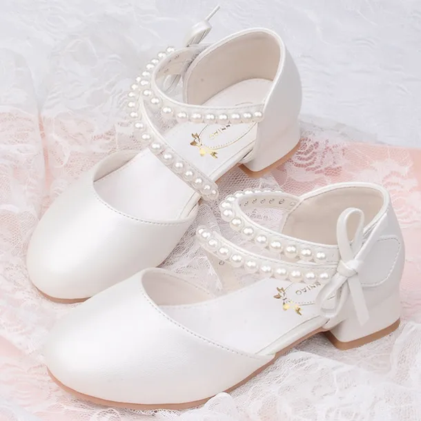 Girls' Heels Dress Shoes Flower Girl Shoes Princess Shoes School Shoes Faux Leather Portable Breathability Non-slipping Princess Shoes Big Kids(7years +) Little Kids(4-7ys) Gift Daily Walking Pearl