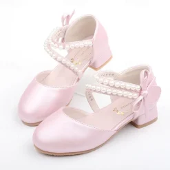Girls' Heels Dress Shoes Flower Girl Shoes Princess Shoes School Shoes Faux Leather Portable Breathability Non-slipping Princess Shoes Big Kids(7years +) Little Kids(4-7ys) Gift Daily Walking Pearl