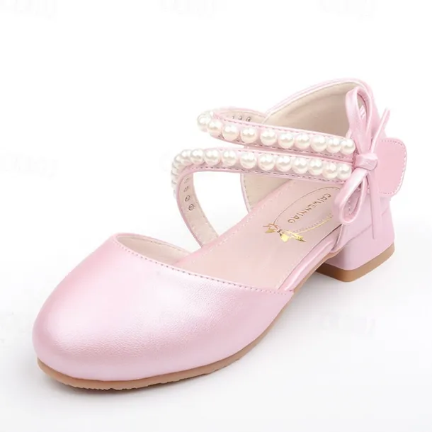 Girls' Heels Dress Shoes Flower Girl Shoes Princess Shoes School Shoes Faux Leather Portable Breathability Non-slipping Princess Shoes Big Kids(7years +) Little Kids(4-7ys) Gift Daily Walking Pearl