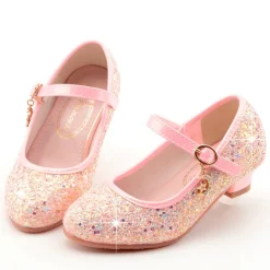Girls' Heels Glitters Princess Shoes PU Glitter Crystal Sequined Jeweled Toddler(9m-4ys) Little Kids(4-7ys) Big Kids(7years +) Party & Evening Sequin Purple Red Blue Fall Spring