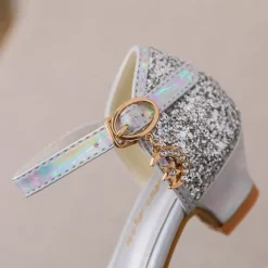 Girls' Heels Party Princess Shoes Glitters Rubber PU Little Kids(4-7ys) Big Kids(7years +) Daily Party & Evening Walking Shoes Rhinestone Buckle Sequin White Dusty Rose Blue Fall Spring