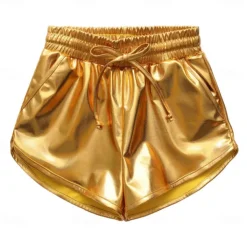 Girls Metallic Shorts Shiny Hot Pants Sparkly Dance Outfits Short Pants