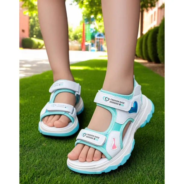 Girls' Purple Sport Sandals with Heart Accents – Anti-Slip Outdoor Shoes for Playground and Back to School Activities