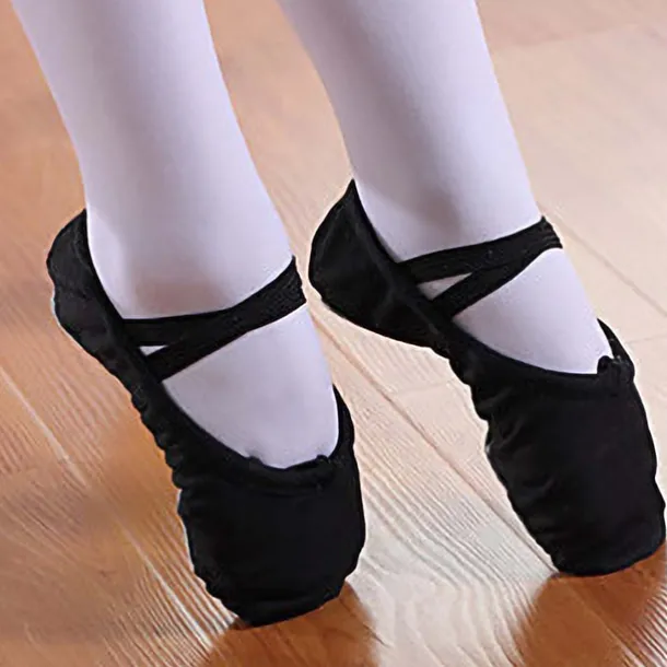 Girls' Split Sole Ballet Shoes – Soft Canvas Dance Slippers with Elastic Straps for Ballet Training & Performanc
