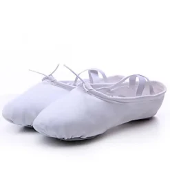 Girls' Split Sole Ballet Shoes – Soft Canvas Dance Slippers with Elastic Straps for Ballet Training & Performanc