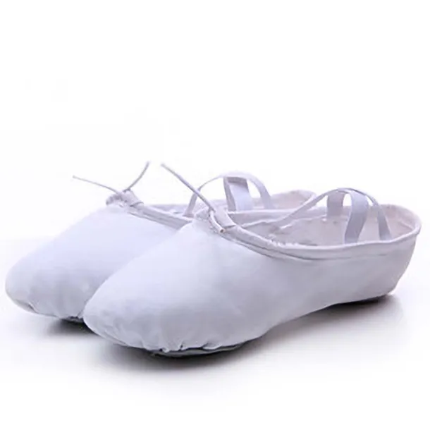 Girls' Split Sole Ballet Shoes – Soft Canvas Dance Slippers with Elastic Straps for Ballet Training & Performanc