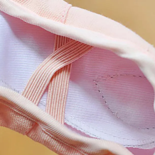 Girls' Split Sole Ballet Shoes – Soft Canvas Dance Slippers with Elastic Straps for Ballet Training & Performanc