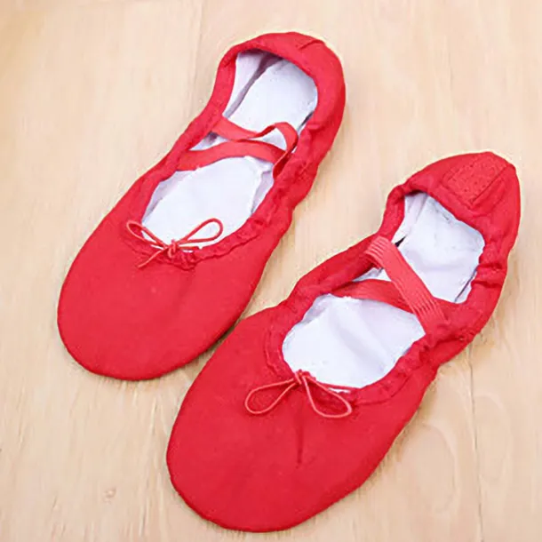 Girls' Split Sole Ballet Shoes – Soft Canvas Dance Slippers with Elastic Straps for Ballet Training & Performanc