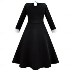 Girls' Wednesday Addams Outfit Black Dress Bag Wig For Kid's Teen Addams Family Wednesday Dress World Book Day Cosplay Costume Little Black Dress 110cm-160cm