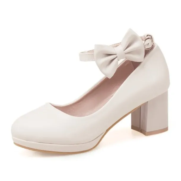 Girls' White Bow Mary Jane Shoes - Perfect for Weddings, Parties, and Special Occasions