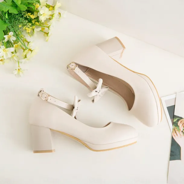 Girls' White Bow Mary Jane Shoes - Perfect for Weddings, Parties, and Special Occasions