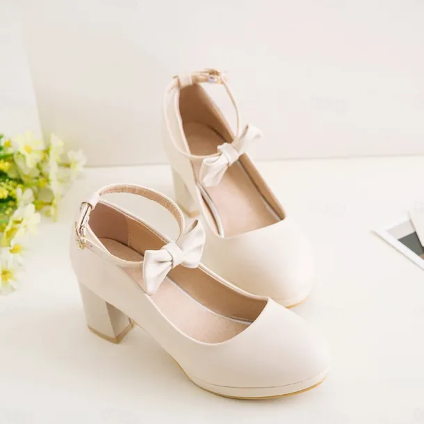 Girls' White Bow Mary Jane Shoes - Perfect for Weddings, Parties, and Special Occasions