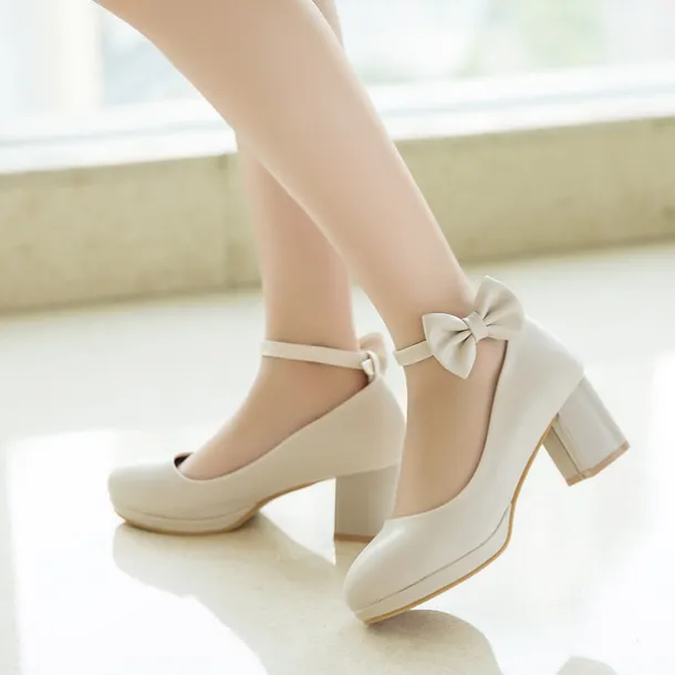 Girls' White Bow Mary Jane Shoes - Perfect for Weddings, Parties, and Special Occasions