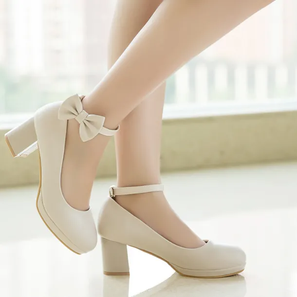 Girls' White Bow Mary Jane Shoes - Perfect for Weddings, Parties, and Special Occasions
