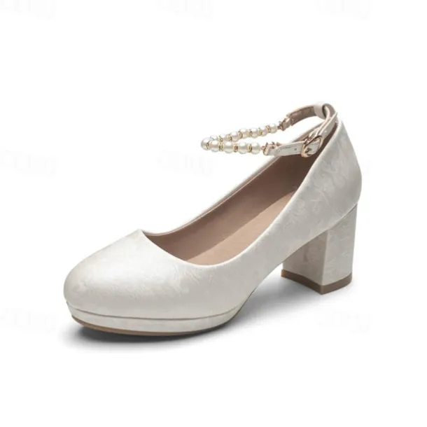 Girls' White Bow Mary Jane Shoes - Perfect for Weddings, Parties, and Special Occasions
