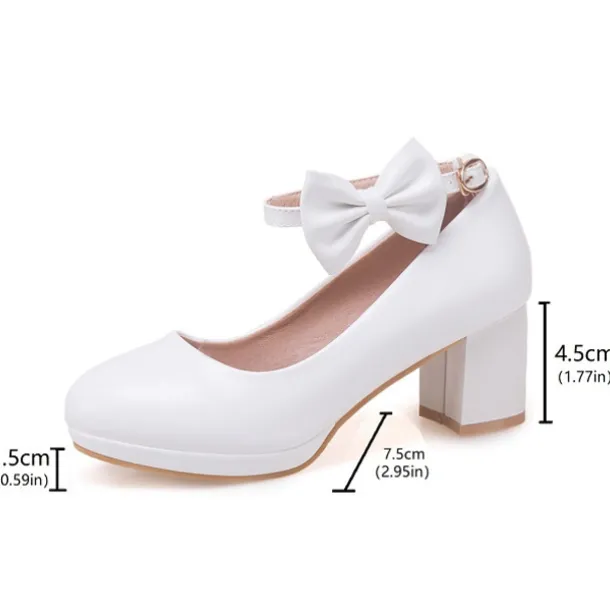 Girls' White Bow Mary Jane Shoes - Perfect for Weddings, Parties, and Special Occasions